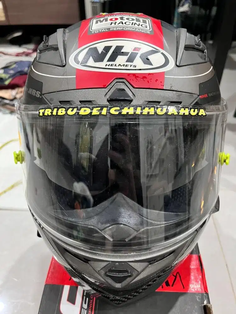 Helm NHK RX9 full face merah abu-abu