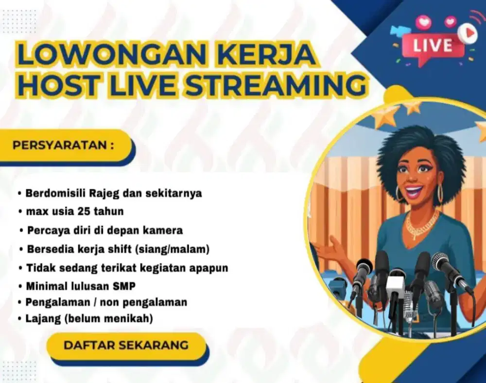LOWONGAN KERJA HOST LIVE STREAMING