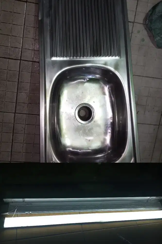 Wastafel cuci piring dan 2 lampu LED 120cm Rp.100rb net