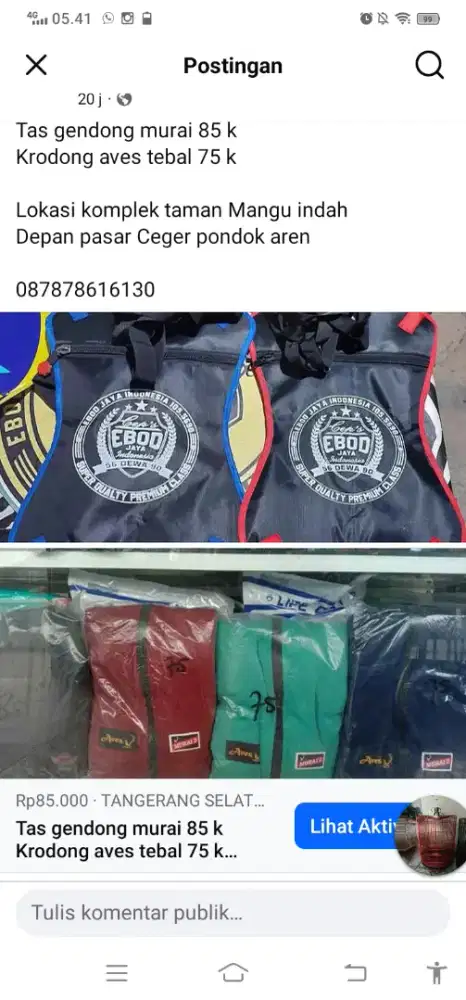 Krodong murai aves 75, kotak 65 tas gendong murai Ebod jaya ORI 85 k