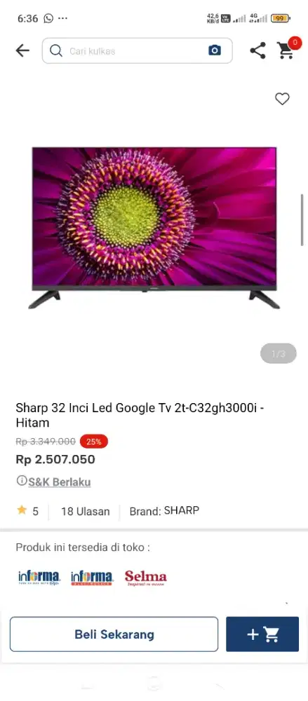 Promo Sharp Tv 32 Inc google tv bisa cicilan Tampa dp pakai indodana