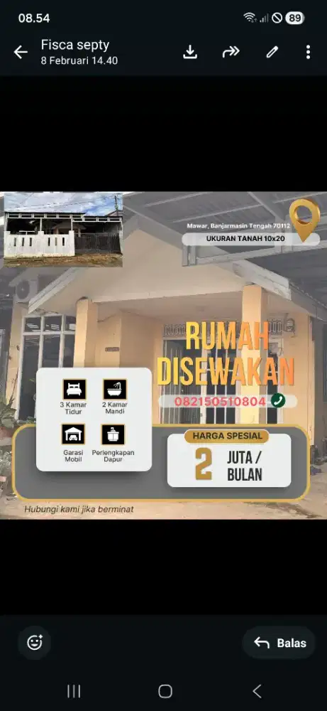 Dikontrakkan sebuah rumah