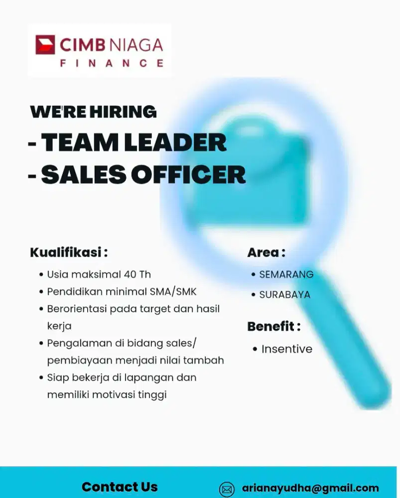 Dicari Team Leader dan Sales Officer