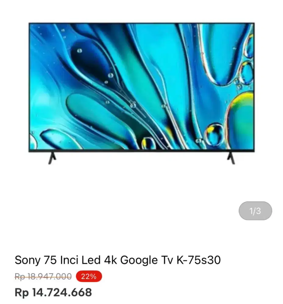 SONY 75 INCH LED 4K GOOGLE TV K-75S30