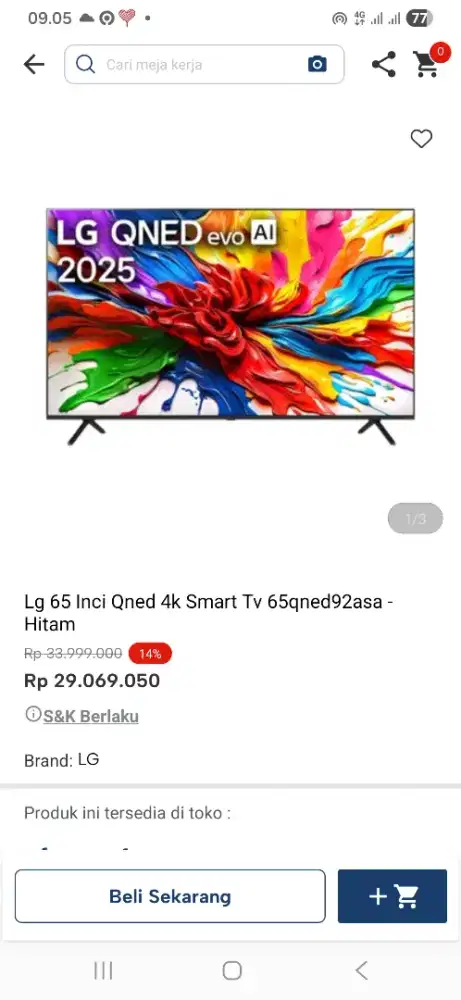 Lg 65 inci qned 4k tv 65qned92asa
