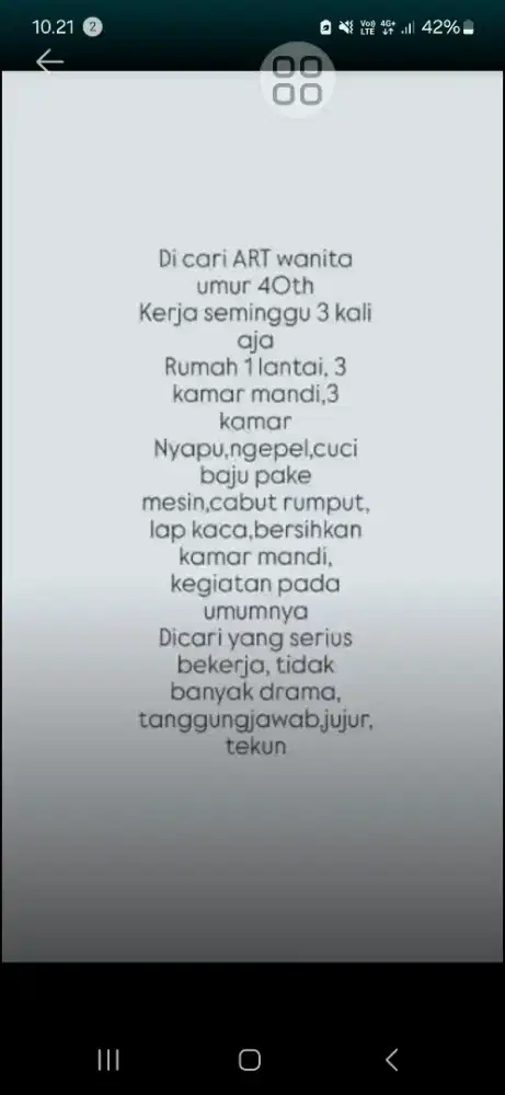 Dicari ART serius kerja