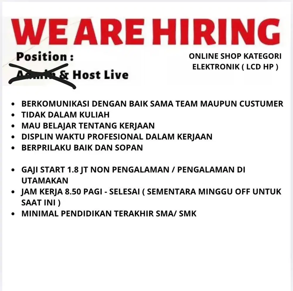 CARI LIVE HOST PEREMPUAN