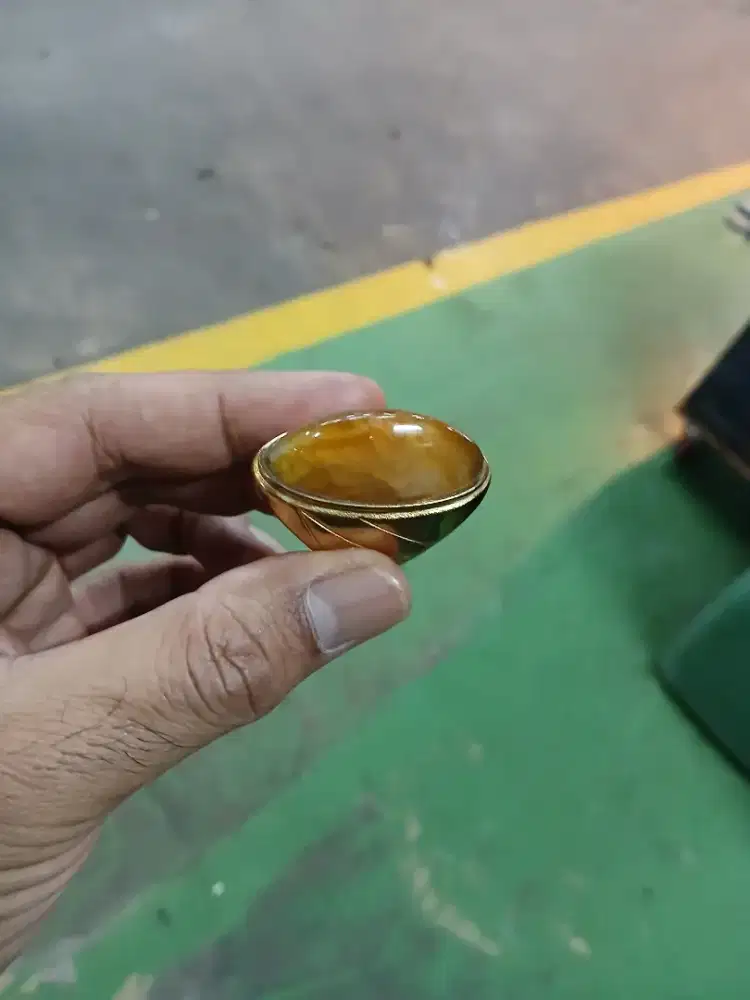 Mau dijual batu akik pandan merah ring kuningan