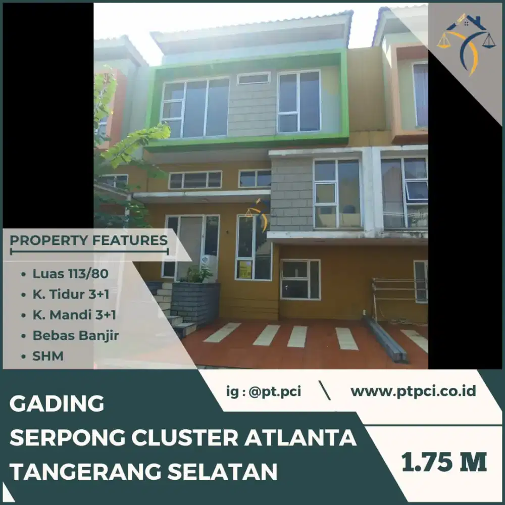 DIJUAL RUMAH DI GADING SERPONG CLUSTER ATLANTA TANGERANG SELATAN