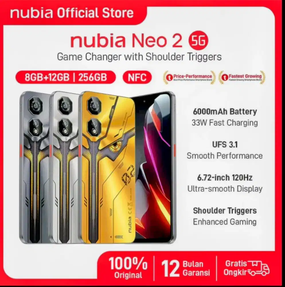 ZTE NUBIA NEO 2 5G RAM 8/256 GB NEW, SEGEL, BNIB, NO REPACK, GARANSI