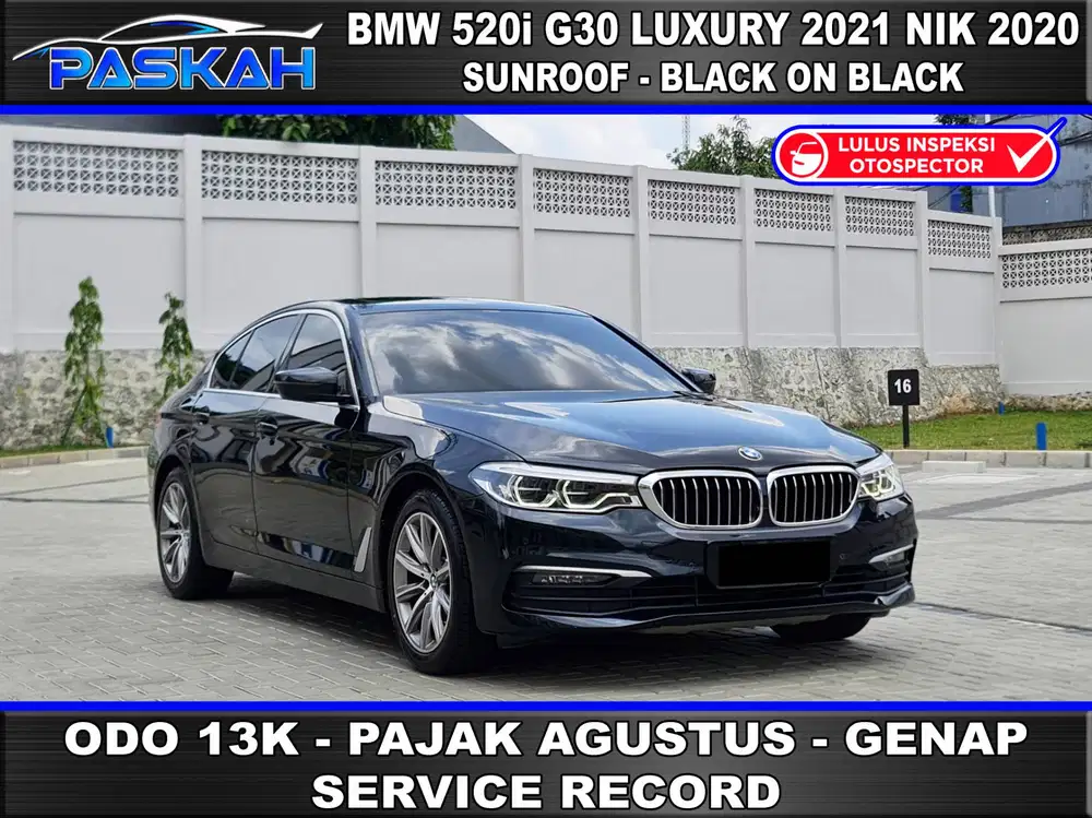SUNROOF PAJAK=AGUSTUS Odo=13K Genap BMW 520i G30 Luxury 2021 Nik 2020