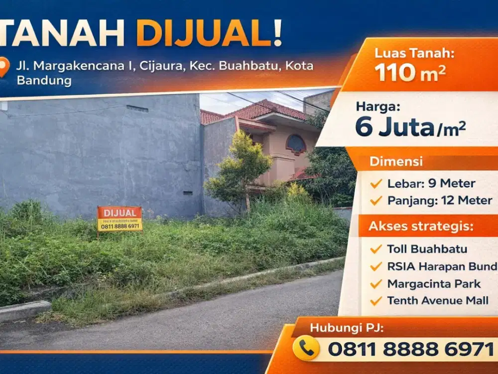 Tanah Potensial Buahbatu 110 m² – Lokasi Tenang & Strategis