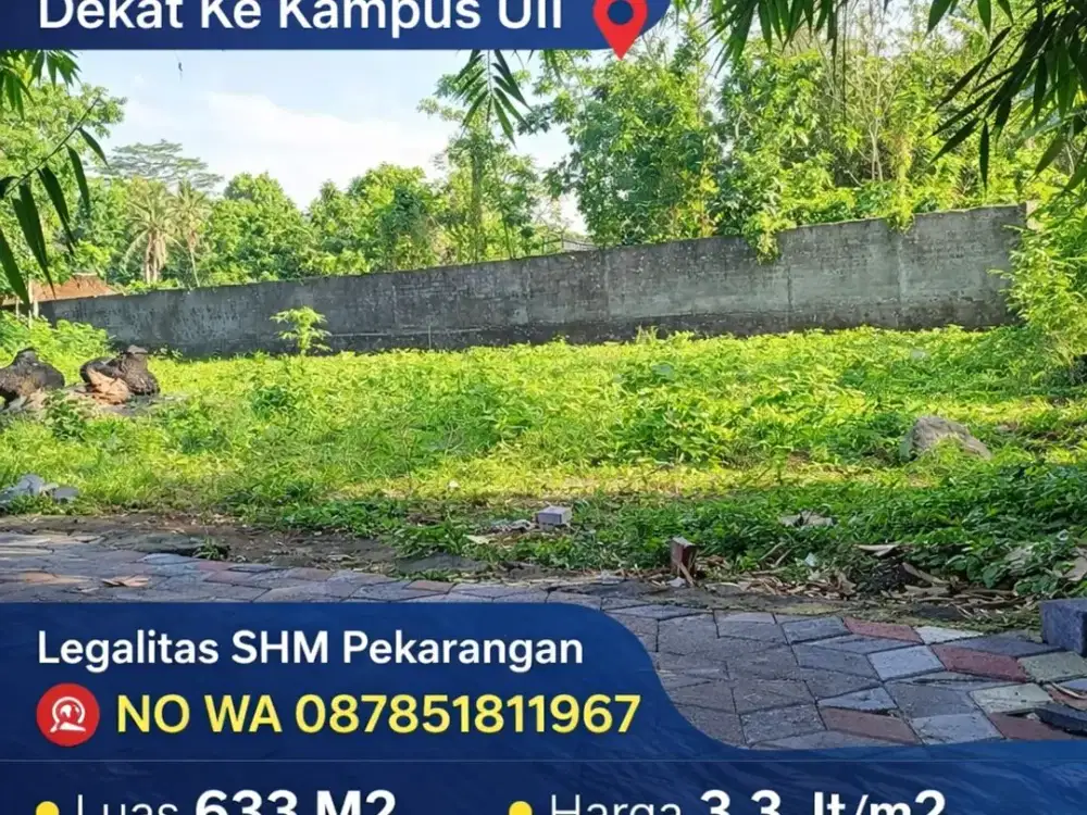Tanah Jogja Kost Area Kampus UII Kaliurang SHM Pekarangan