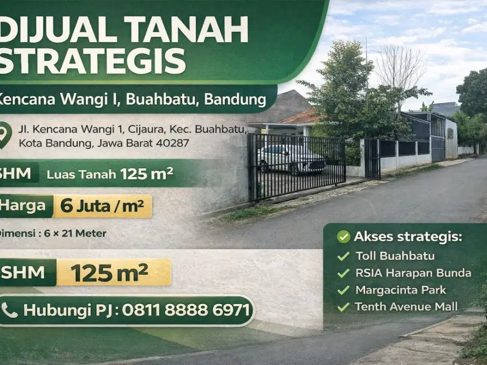 Peluang Langka! Tanah 125 m² di Area Berkembang Buahbatu