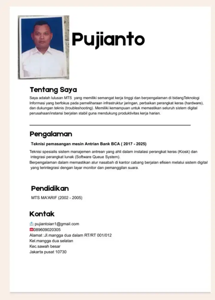 Saya Mencari Pekerjan