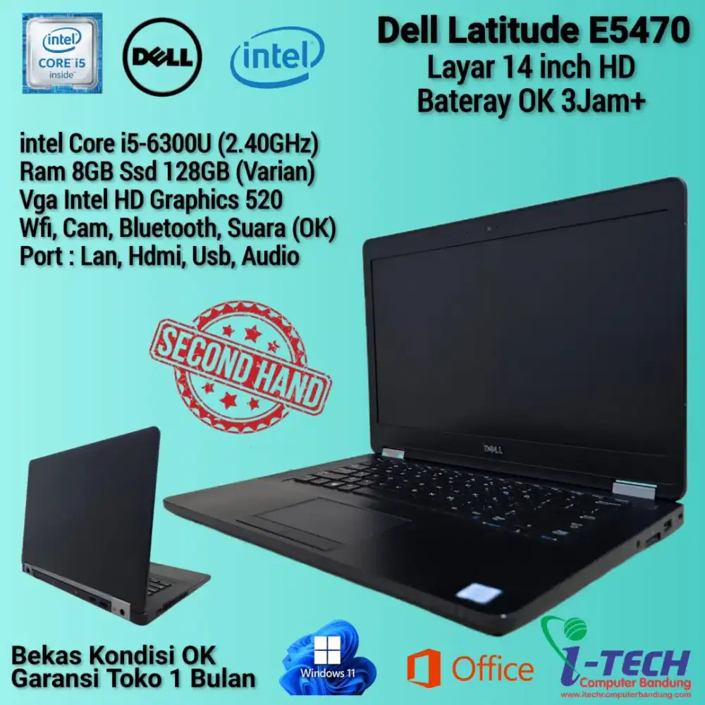 LAPTOP DELL LATITUDE E5470 i5 GEN6 | i7 GEN6 RAM 8GB SSD 128GB MURAH