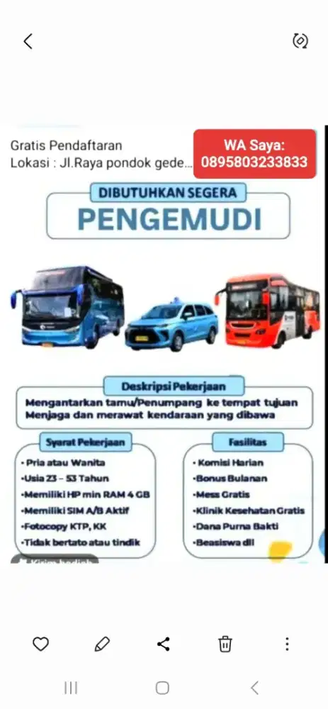 Dibutuhkan supir
