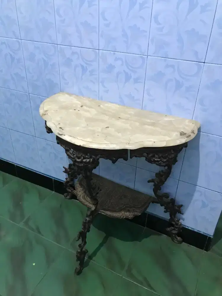 Meja marmer + cermin antik