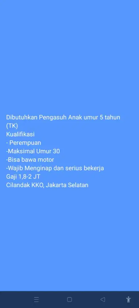 Pengasuh anak TK 5 tahun