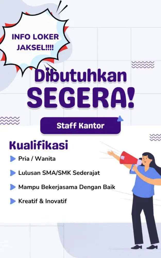 Dibutuhkan Staff Kantor