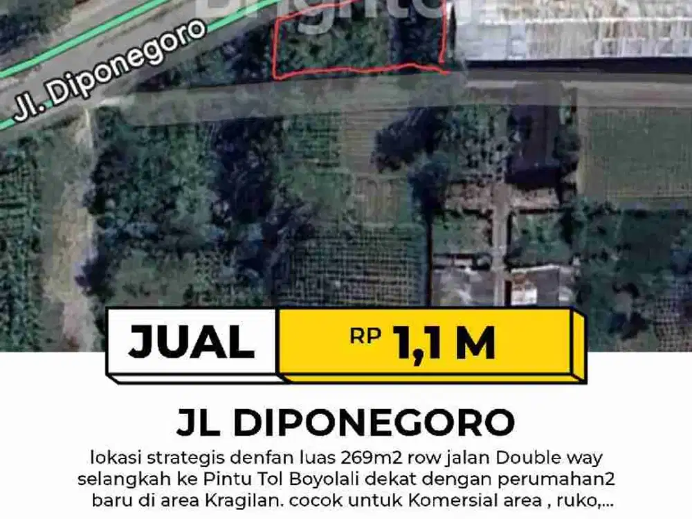 Dijual Pekarangan Murah no jalan Boyolali dekat Pintu Tol