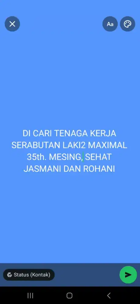 DI CARI SEGERA TENAGA KERJA SERABUTAN LAKI2