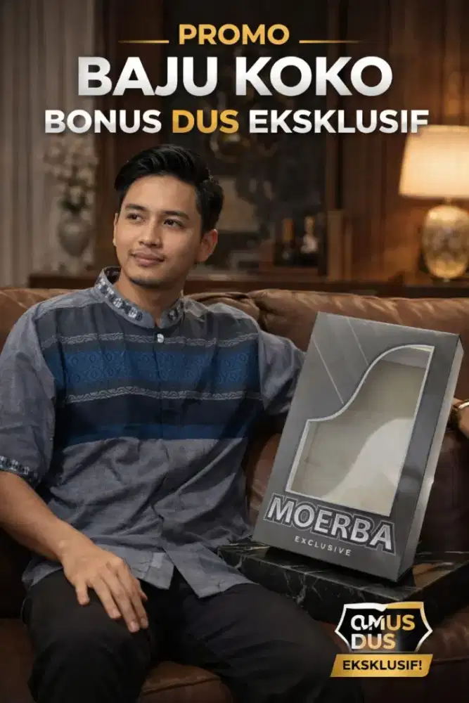 Baju Muslim Pria Lengan Pendek Bahan Songket MOERBA BONUS DUS
