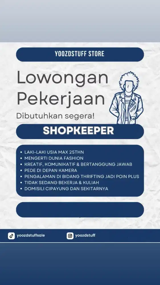LOWONGAN KERJA SHOPKEEPER KASIR