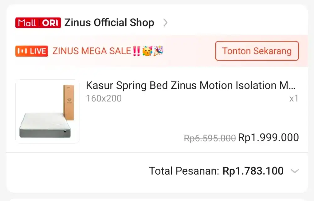 Kasur Spring Bed Zinus 160x200 (queenbed)