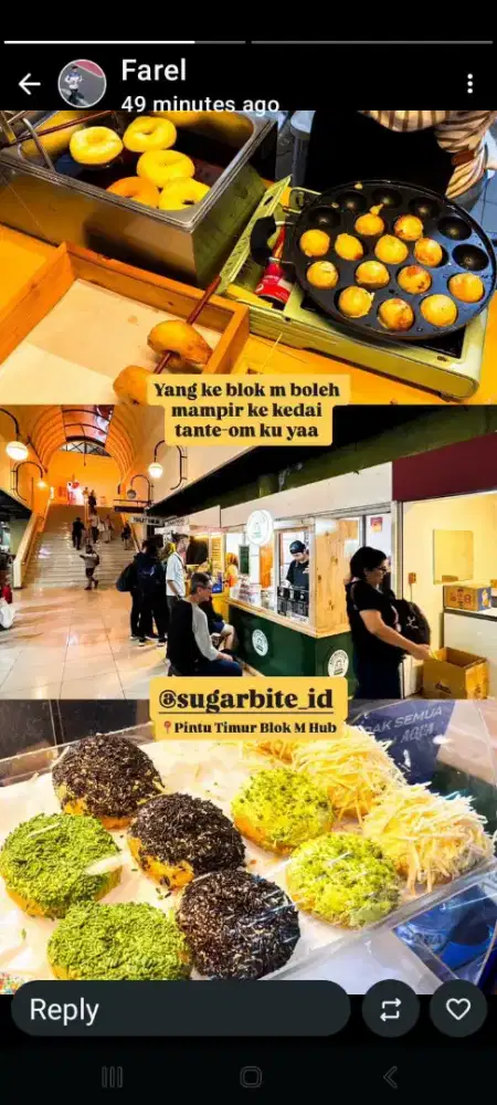 Kary F&B dan barista di outlet potato donut dan kopi blok M Hub jkt