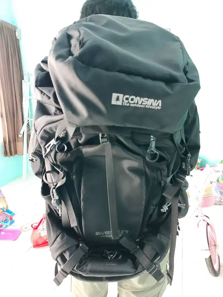 CARRIER CONSINA EVEREST 60+5L HITAM LIKE NEW