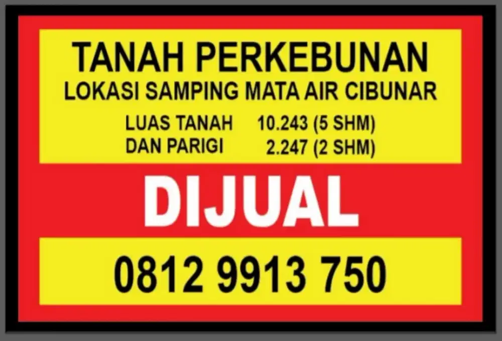 Dijual tanah kebun di Cibunar