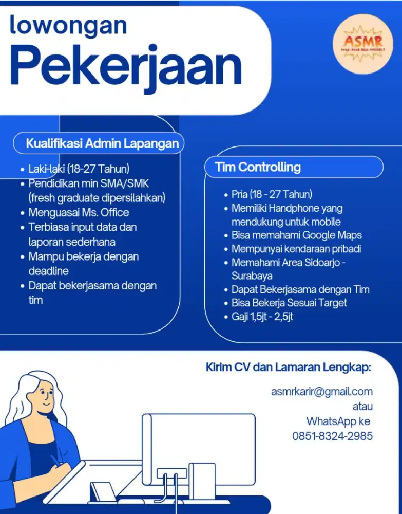 Mencari kurir dan admin lapangan