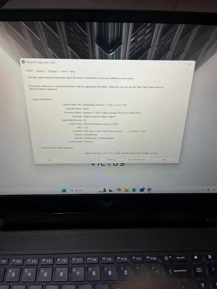 Victus 15 reyzen 5 RTX 3050