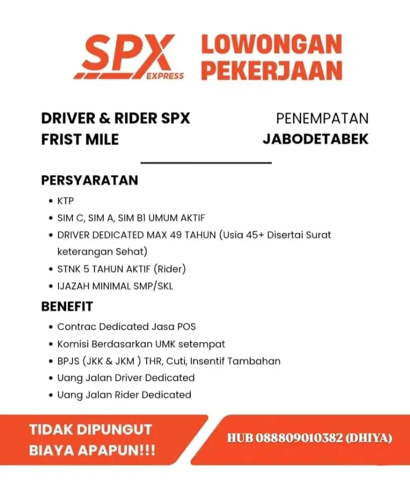LOWONGAN KERJA SPX RIDER DAN DRIVER EVENT RAMADHAN