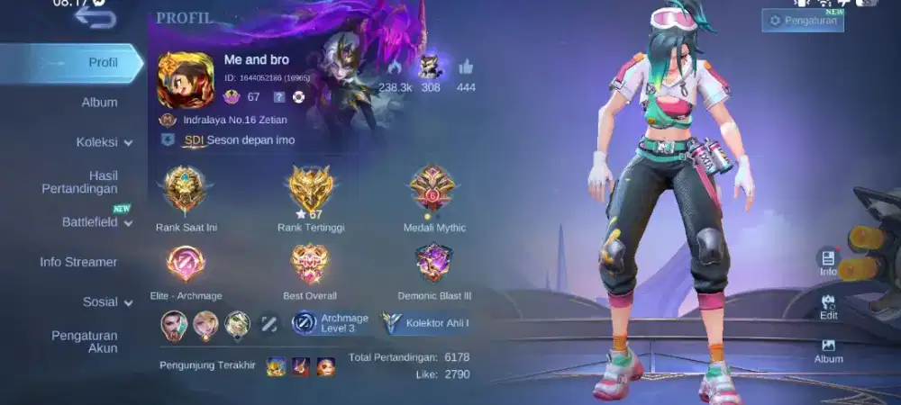 Akun ml free squad sama starlight basic, hero 100