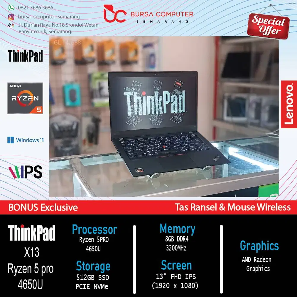 LENOVO Thinkpad X13 l Ram 8gb - Ssd 512gb l