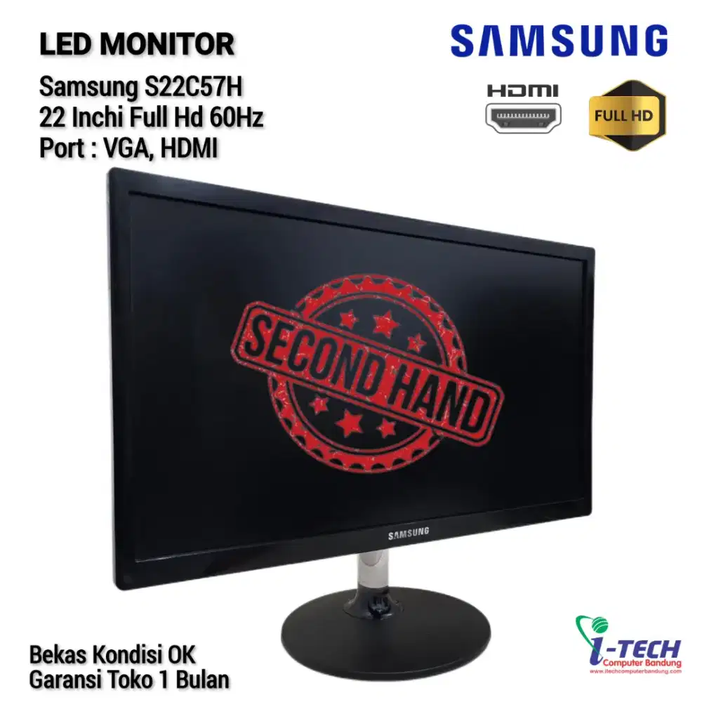 LED MONITOR SAMSUNG S22C57H 22INCH FULL HD BEKAS KONDISI NORMAL MURAH