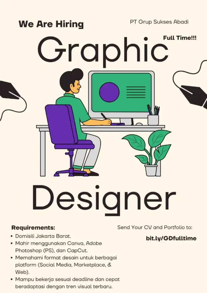 Dibutuhkan segera! Graphic Design Full Time!!!