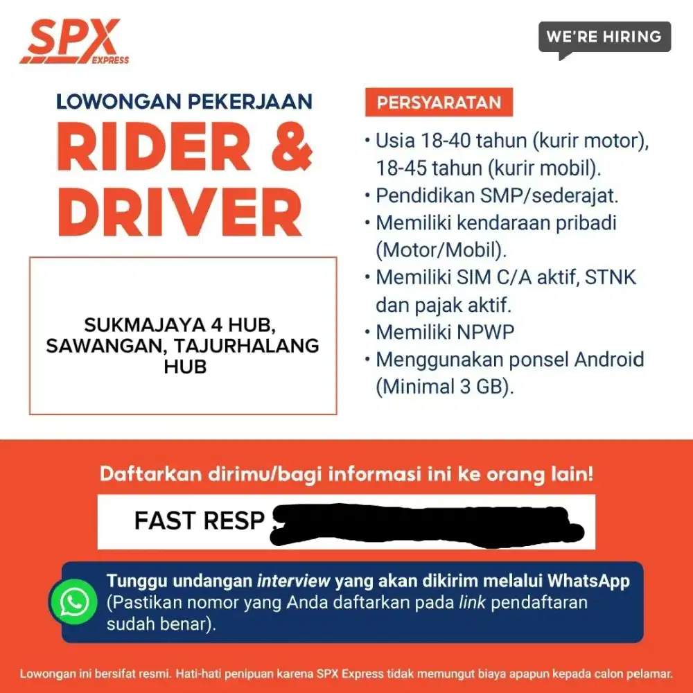 LOWONGAN KURIR SPX XPRESS