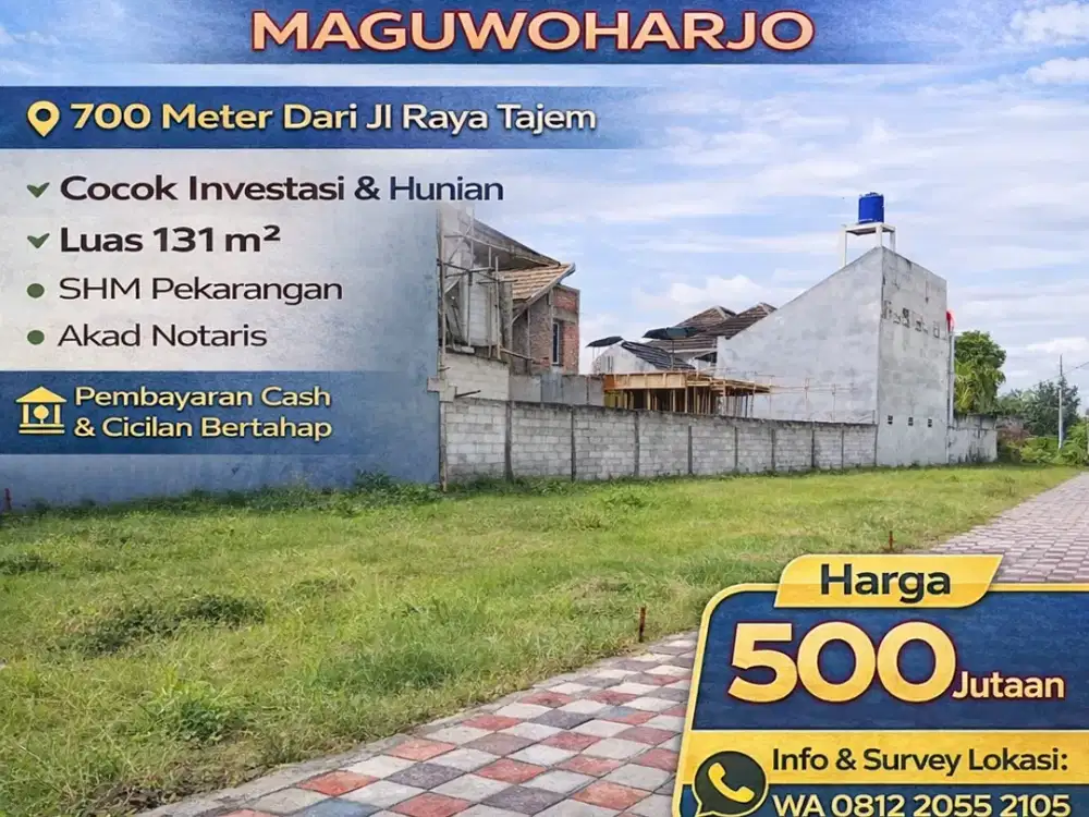 Tanah Jogja Shm Pekarangan 700 Meter Tajem Maguwoharjo