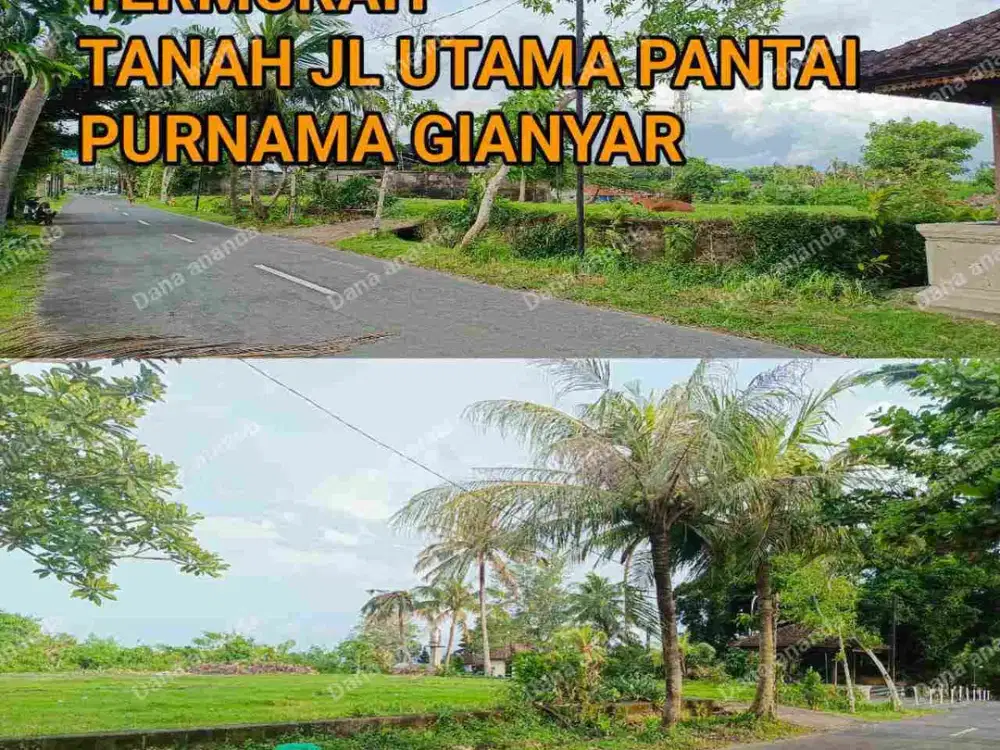 termurah!! tanah jl utama pantai purnama view sawah deket pantai