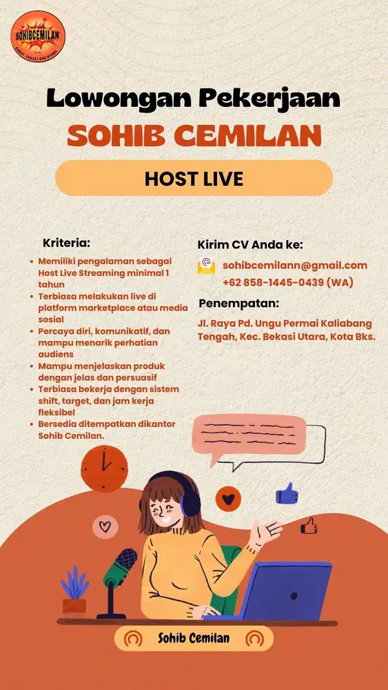 LOWONGAN KERJA HOST LIVE FREELANCE + PACKING