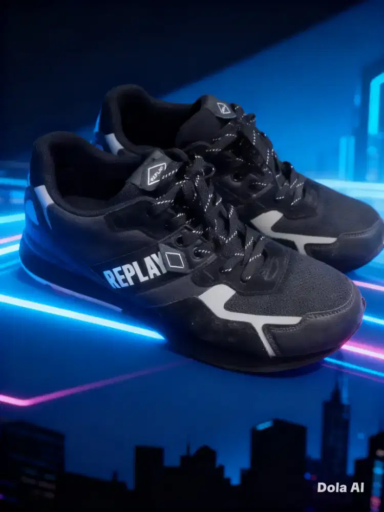 REPLAY SPORT LEVEL RS1D0018T BLACK LEATHER MEN'S SNEAKERS ORIGINAL