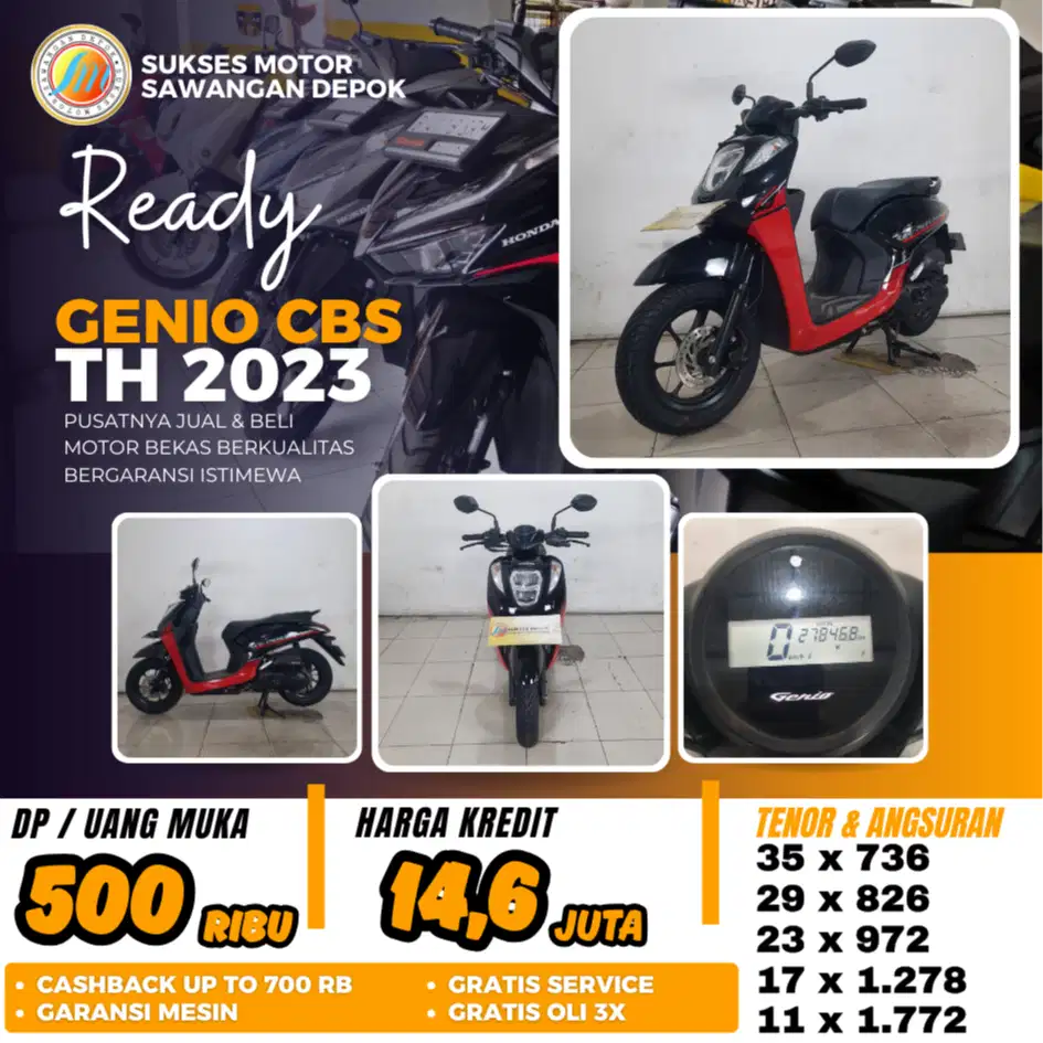 DP 500 RIBU BERGARANSI HONDA GENIO CBS TH 2023 UNIT MULUS ISTIMEWA