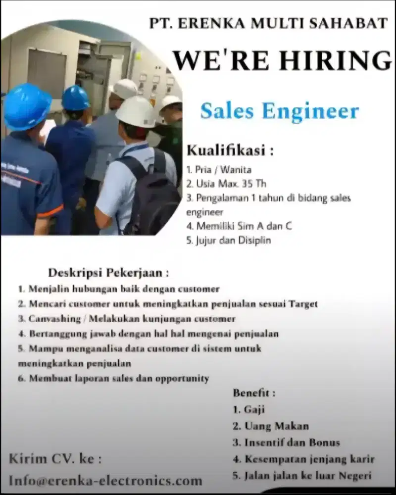 Dibutuhkan sales engineer