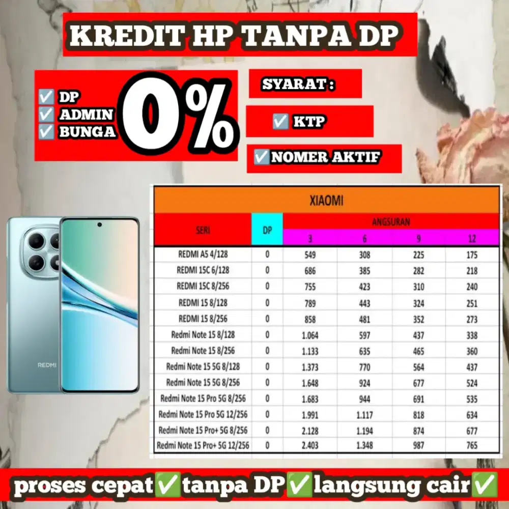 Kredit hp Xiaomi tanpa DP