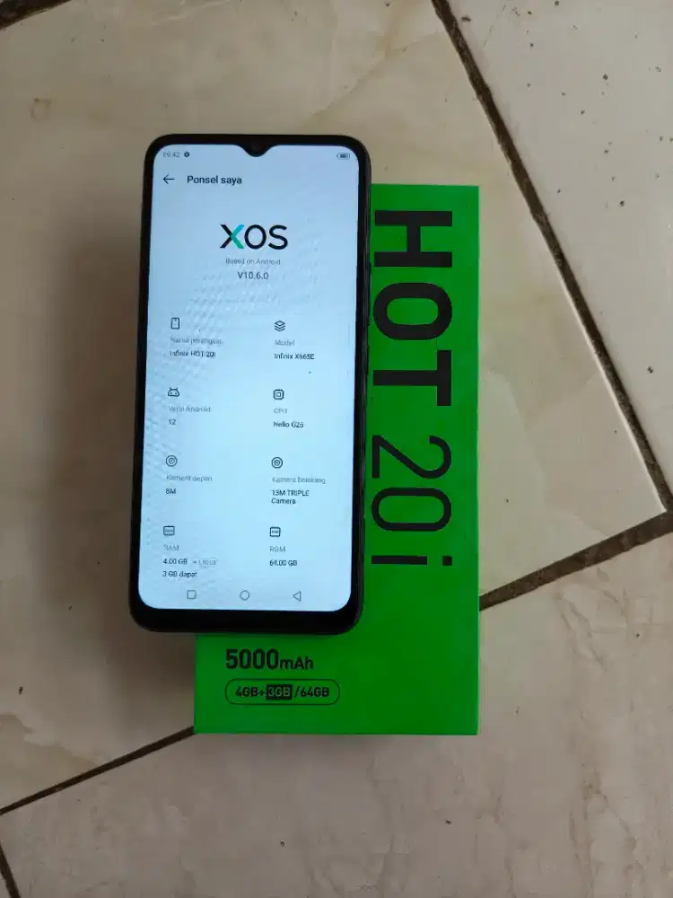 Infinix hot 20i 4/64 fullset nominus