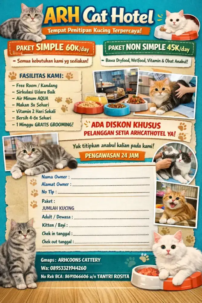 Penitipan kucing / cat hotel / treatment