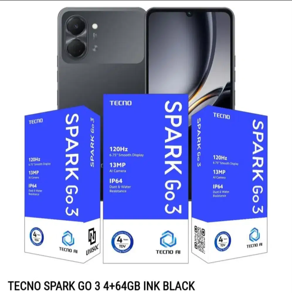 Tecno spark Go 3 ram 4+4/64 garansi resmi